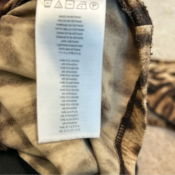 MICHAEL Michael Kors brown tan leopard animal print asymmetrical neckline blouse - Picture 8 of 12